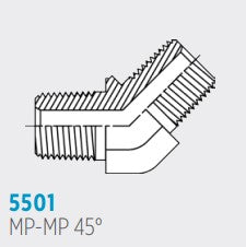 5501 FP-FP 45° , Male Pipe to Male Pipe 45