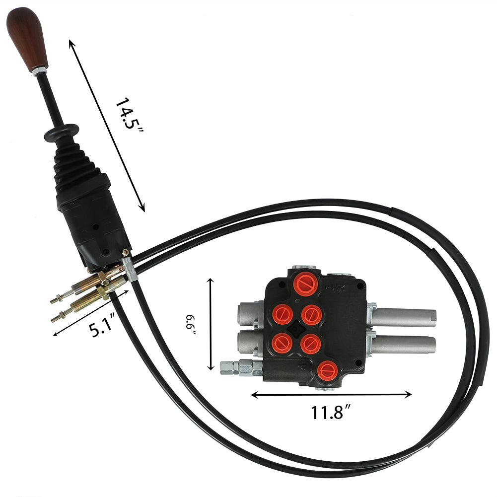 Hydraulic Control Valve w/2 Spool Valve 801pm/ 21gpm & 2 Cables
Remote Joystick