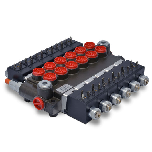Hydraulic Monoblock Solenoid Directional Control Valve, 6 Spool, 13 GPM