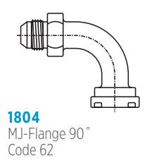 1804 MJ-Flange, NB6892, 90° ,Male JIC to Code 62 Flange Elbow