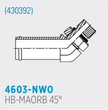 4603 HB-MAORB 45° , Hose Barb to Male Adjustable O-Ring Boss