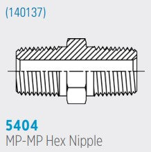 5404 MP-MP, Male Pipe to Male Pipe HEX Nipple *