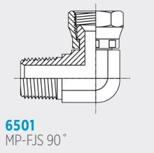 6501 MP-FJS 90° Male Pipe to Female JIC Swivel Elbow *