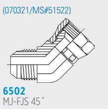 6502 MJ-FJS 45° , Male JIC to Female JIC Swivel 45° *