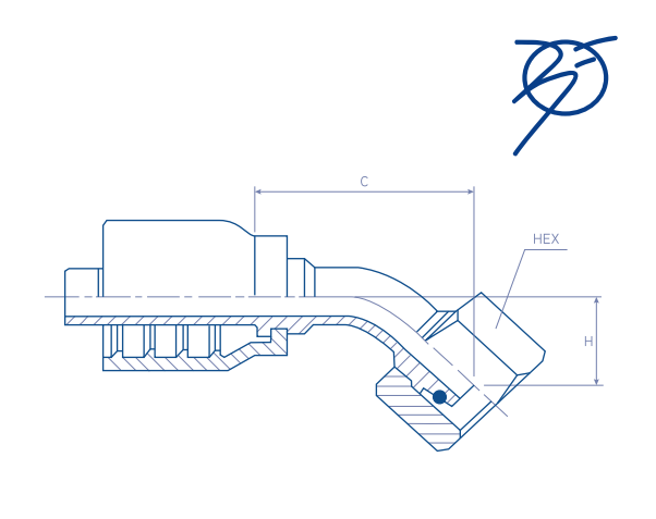 DLF45 - Light 24˚ Metric 45˚ Elbow Female