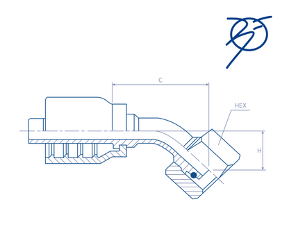 DLF45 - Light 24˚ Metric 45˚ Elbow Female