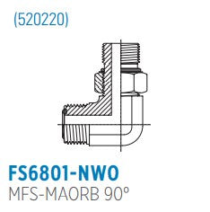 FS6801 MFS-MAORB 90° , Male Face Seal to Male Adjustable O-Ring Boss Elbow